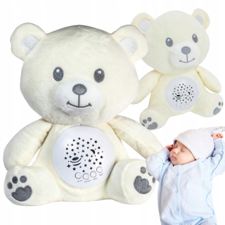 BEAR SLUMMIES SPIACA POSTEĽ NOČNÁ LAMPA PROJEKTOR 2v1 10 uspávaniek